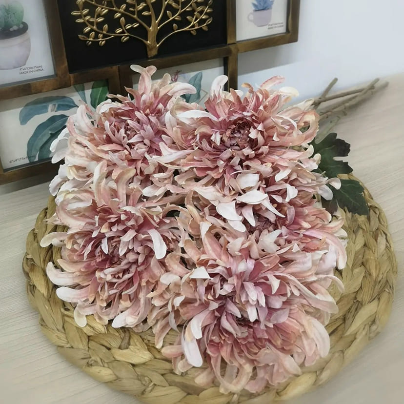 Искусственные цветы в Курске | Цветок искусственный «Хризантема», персиково-розовая, одиночный