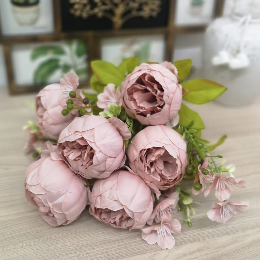 Искусственные цветы в Курске | Цветы искусственные «Пионы», розовый, винтаж, букет