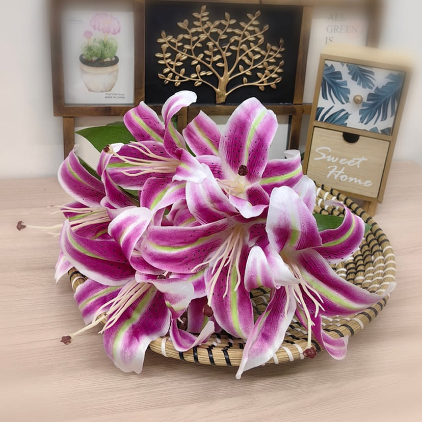 Искусственные цветы в Курске | Цветы искусственные «Лилии крупные», розово-сиреневые, букет