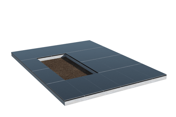 Площадки на могилу в Курске | Площадка с облицовкой гранитом Габбро (под цветник)