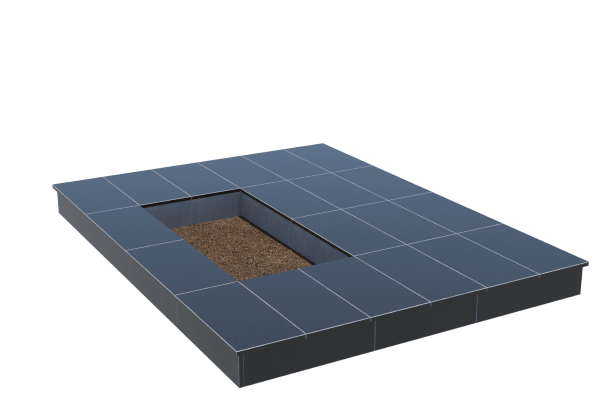 Площадки на могилу в Курске | Площадка с вертикальной (15 см) облицовкой гранитом Габбро (под цветник)