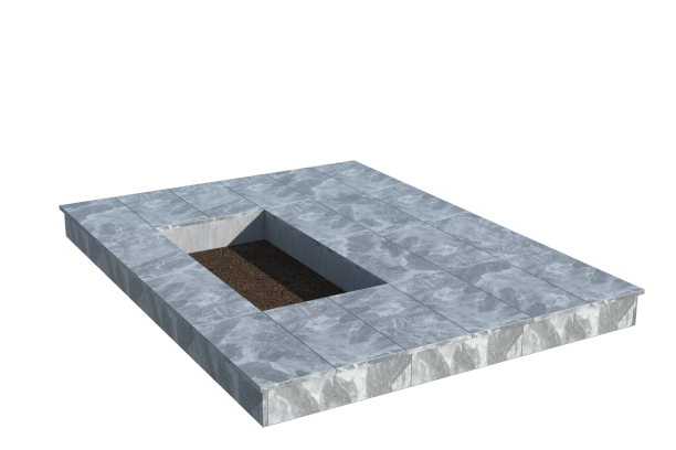 Площадки на могилу в Курске | Площадка с вертикальной (15 см) мраморной облицовкой (под цветник)