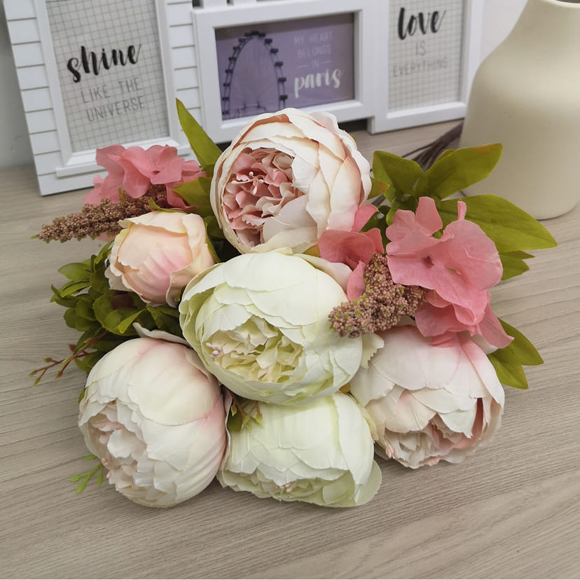 Искусственные цветы в Курске | Цветы искусственные «Пионы», молочно-розовые, букет