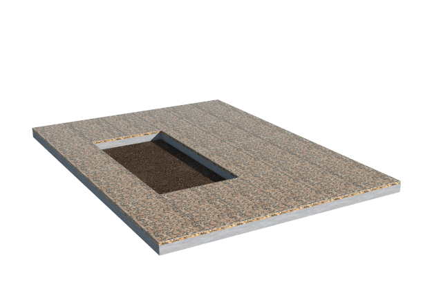 Площадки на могилу в Курске | Площадка с облицовкой Южно-Султаевским гранитом (под цветник)