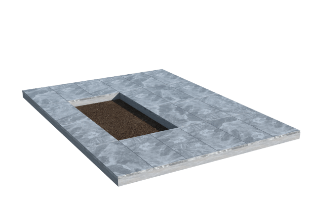 Площадки на могилу в Курске | Площадка с мраморной облицовкой (под цветник)