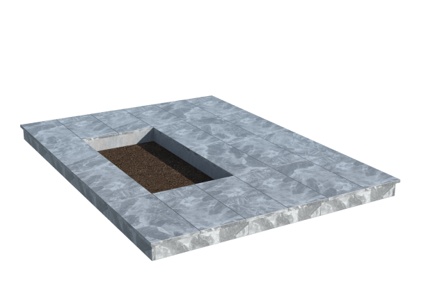 Площадки на могилу в Курске | Площадка с вертикальной (10 см) мраморной облицовкой (под цветник)