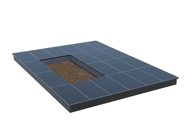 Площадки на могилу в Курске | Площадка с вертикальной (10 см) облицовкой гранитом Габбро (под цветник)