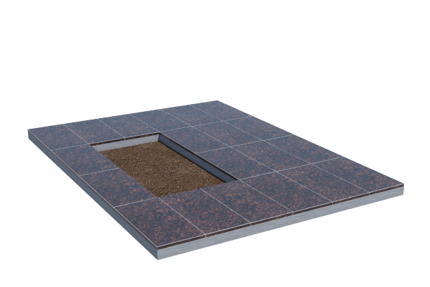 Площадки на могилу в Курске | Площадка с облицовкой Дымовским гранитом (под цветник)